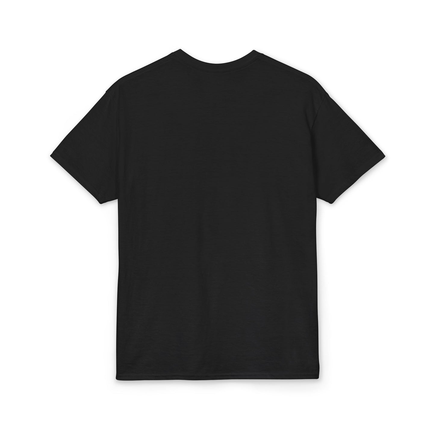 Black t-shirt on a white background
