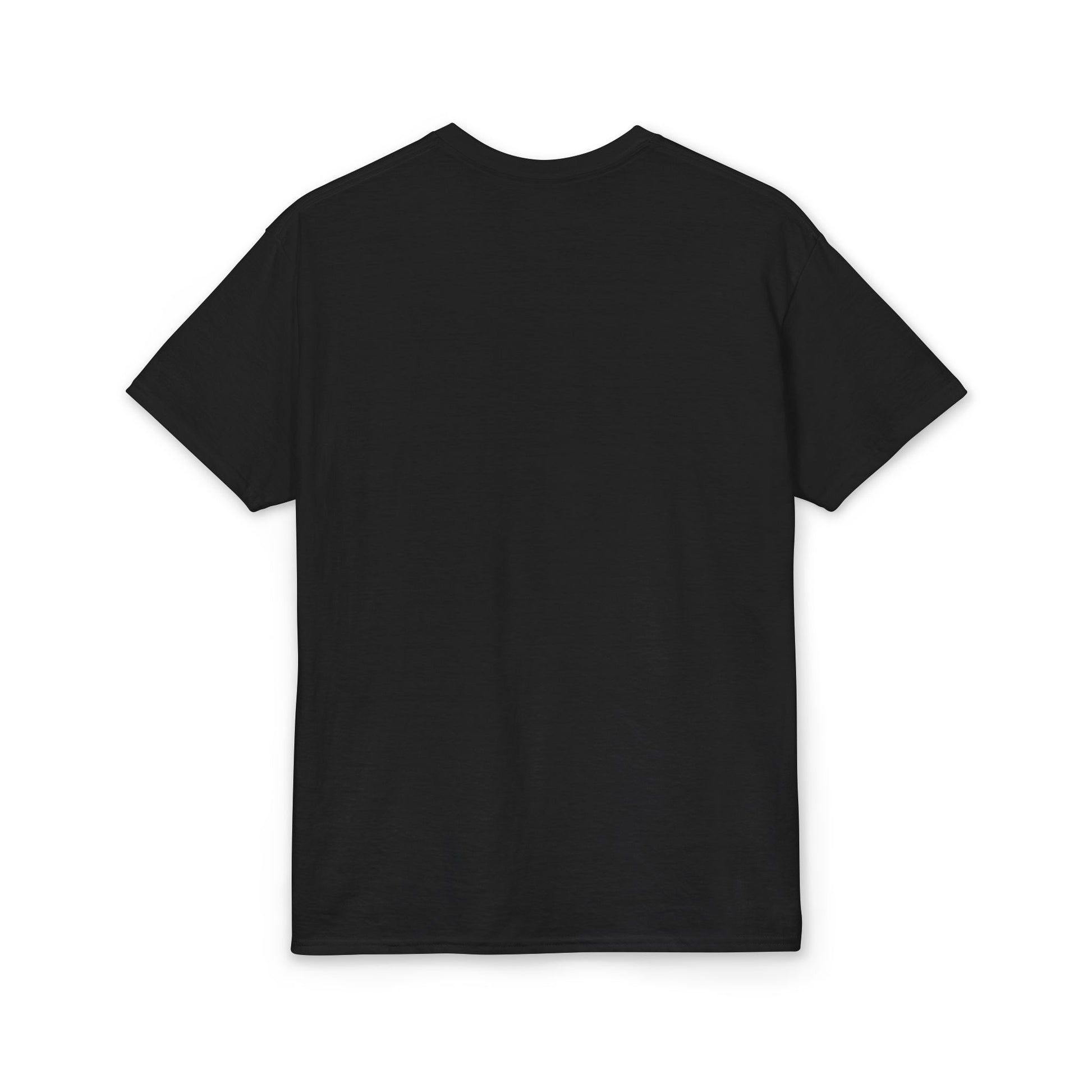 Black t-shirt on a white background